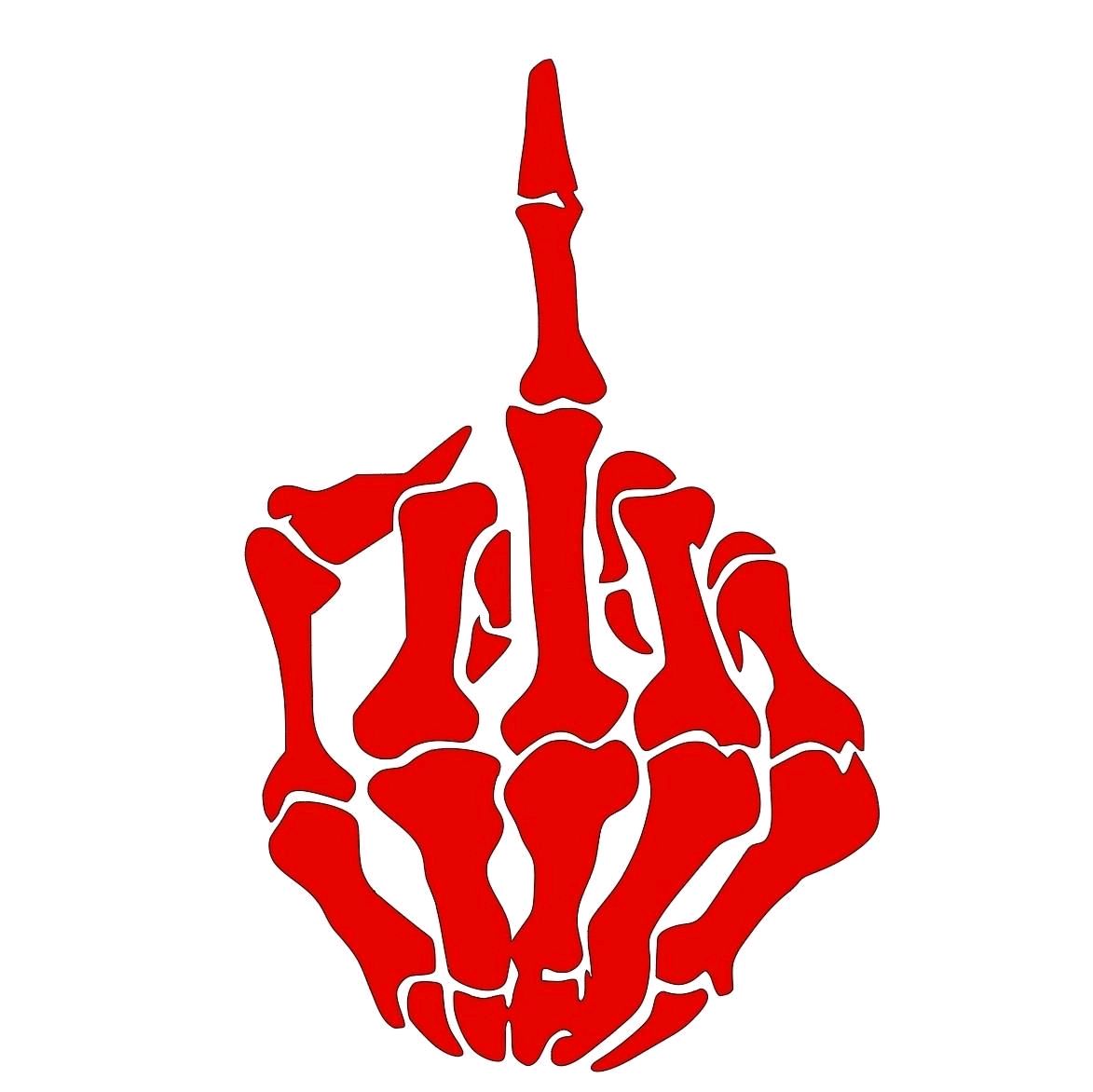 Skeleton hand middle finger vinyl decal for car, truck, toolbox, window, wall