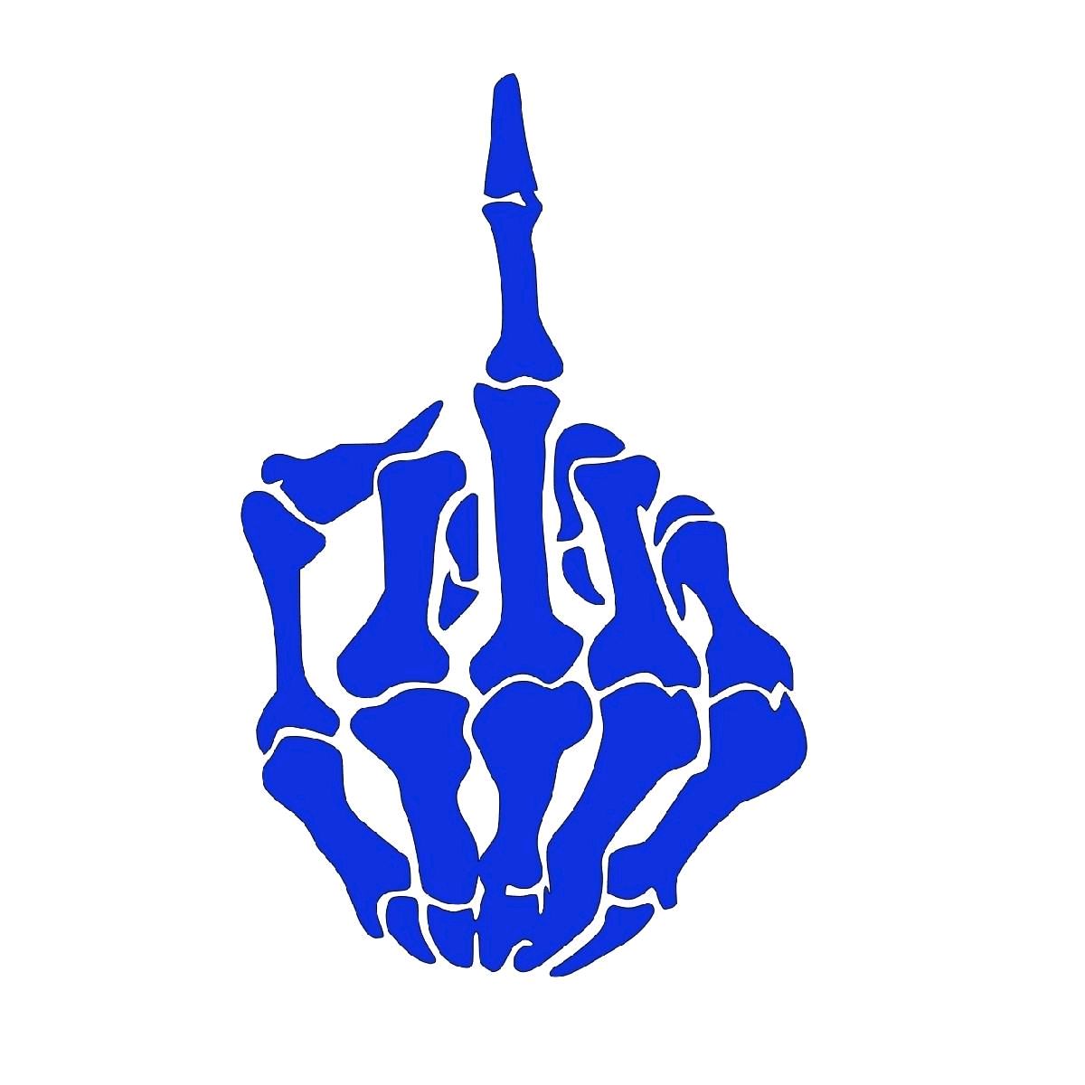 Skeleton hand middle finger vinyl decal for car, truck, toolbox, window, wall