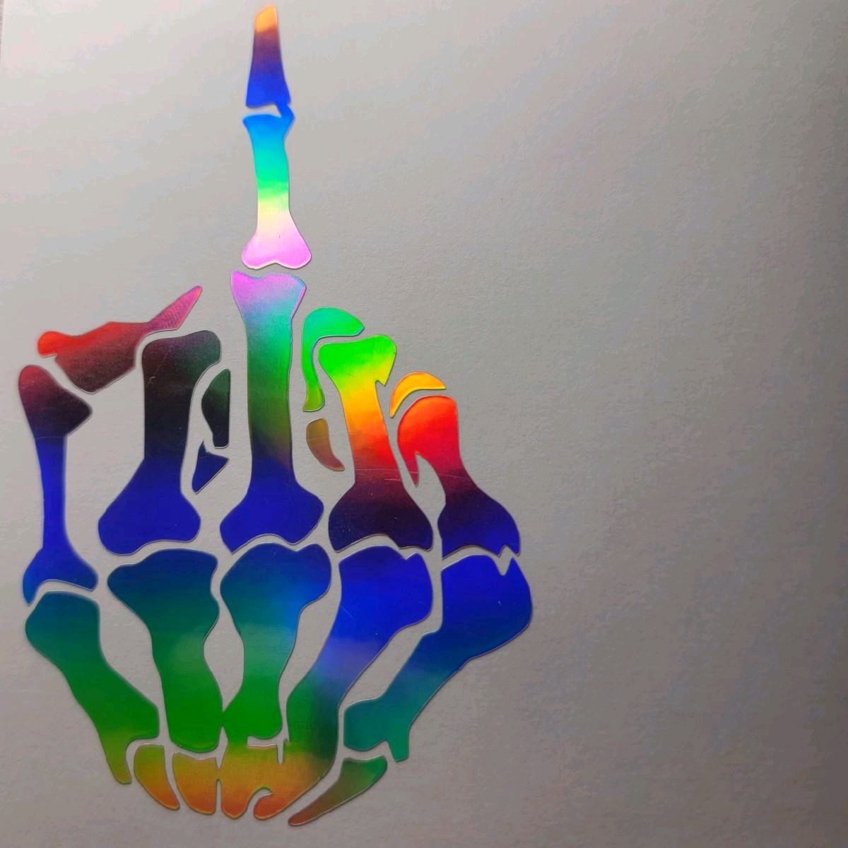 Skeleton hand middle finger vinyl decal for car, truck, toolbox, window, wall