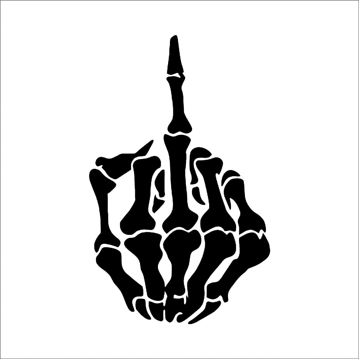 Skeleton hand middle finger vinyl decal for car, truck, toolbox, window, wall
