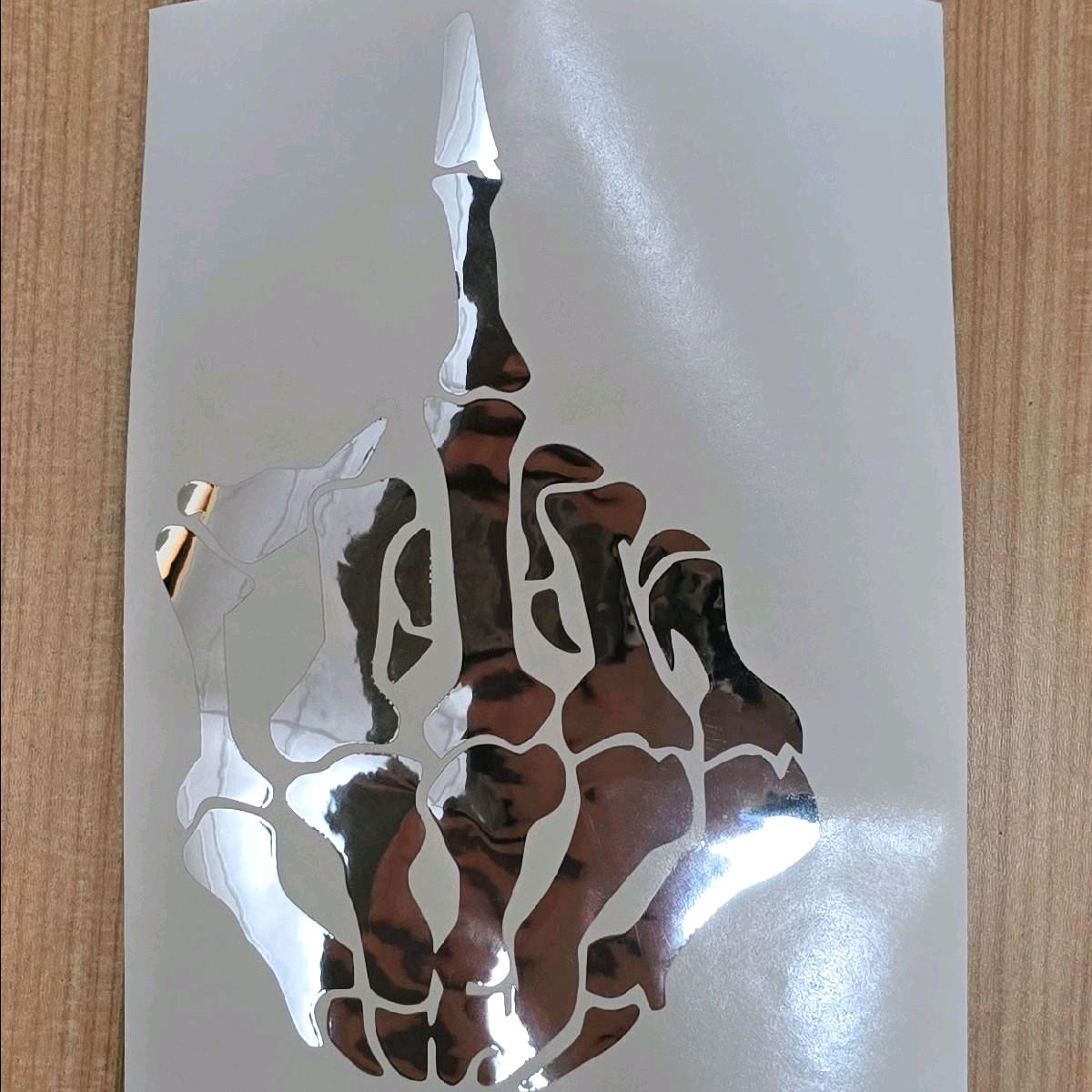 Skeleton hand middle finger vinyl decal for car, truck, toolbox, window, wall