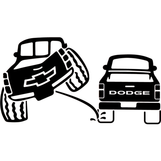 Chevy pee on dodge truck decal funny decal 8x4 inches