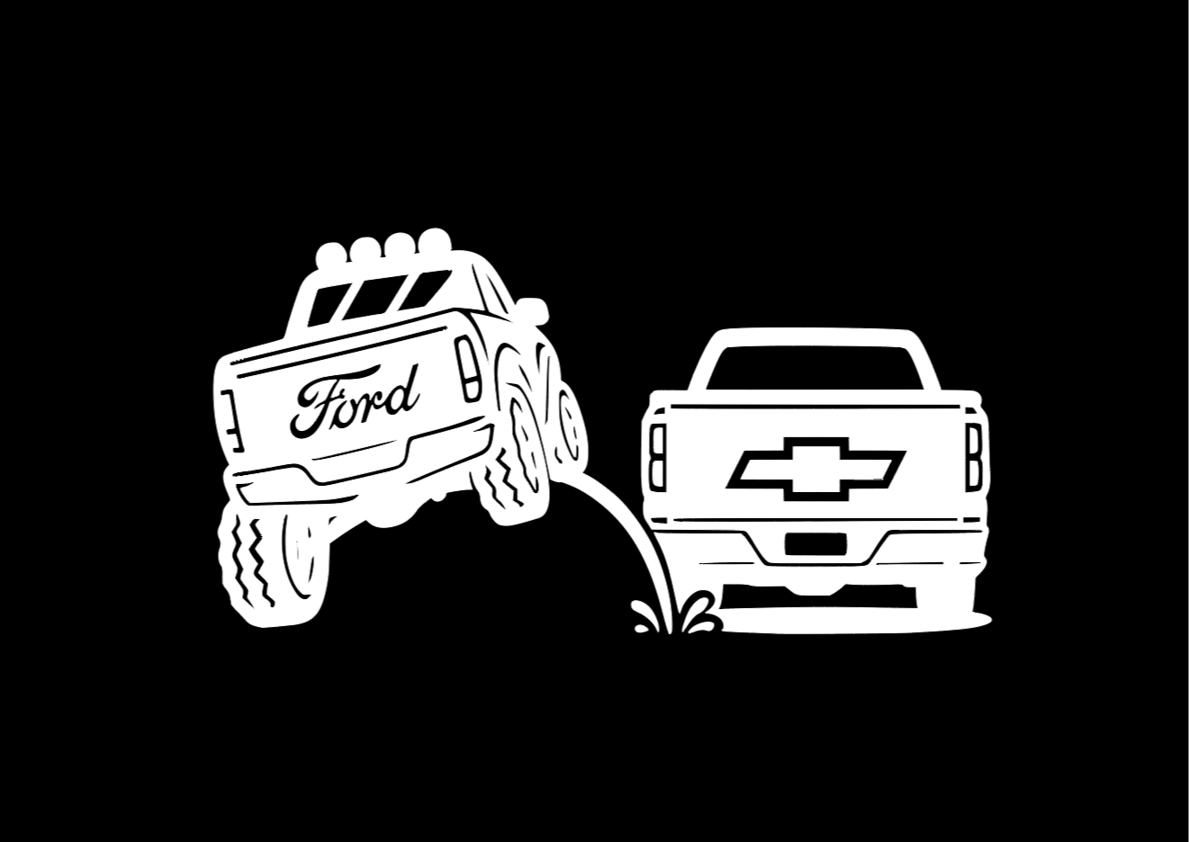 Ford Pee on Chevy Vinyl Decal 8x4.5 Inches Clear Transfer Tape Funny Bumper Sticker for F150 F250 F350 Lariat Vehicle Exterior Decoration Stylish Car Merch