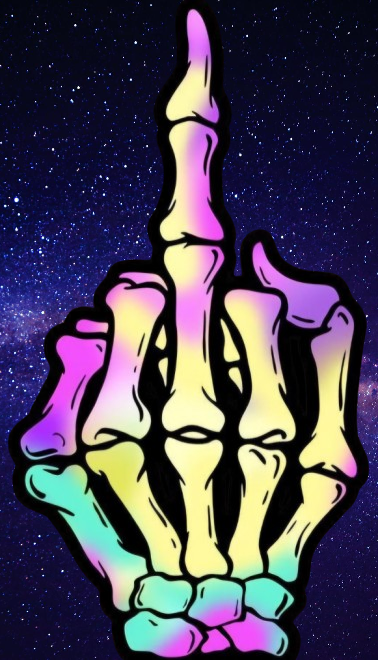 Skeleton Middle Finger UV-DTF Sticker, Waterproof and UV Resistant, 5x3 Inches