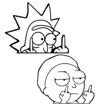 Parody Rick and Morty Middle Finger Vinyl Sticker Decal