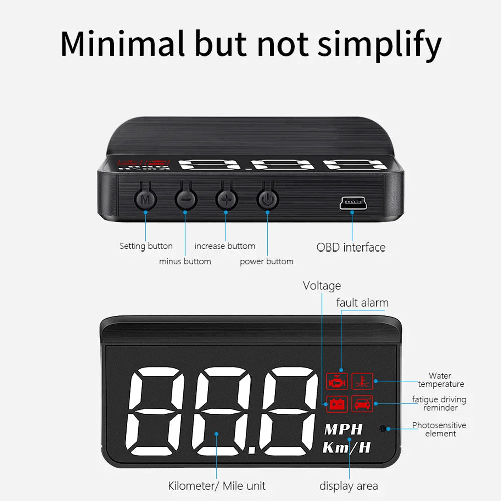 New Car OBD2 HUD Head Up Display Windshield Projector Speedometer Gauge On Board Computer Digital Electronic Auto Accessories