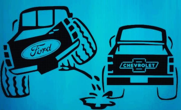 Ford pee on Chevy vinyl decal | Window decal | Truck decal | Funny bumper sticker | f150 | f250 | f350 | lariat