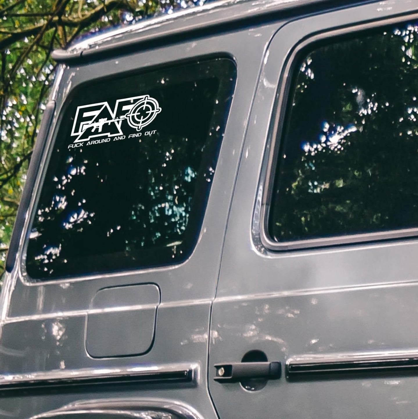 F*ck Around and Find Out 8x4 Inch Decal for Cars Trucks Windows Unsafe Laptops with Gun and Target Design