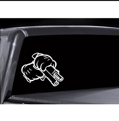 Mickey mouse hands holding glock window decal.