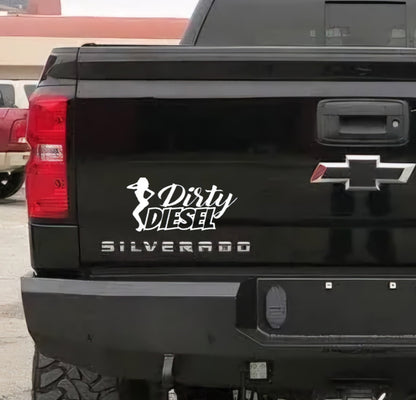 Dirty diesel with girl window decal bumper sticker for diesel truck