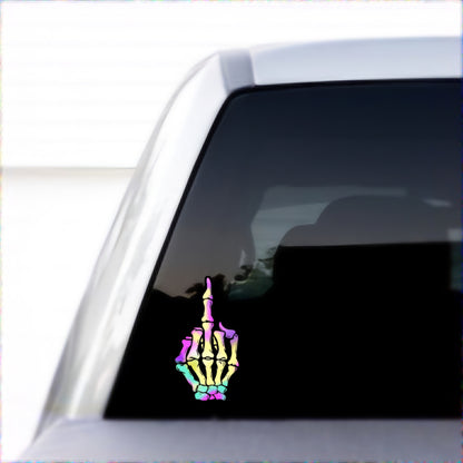 Skeleton Middle Finger UV-DTF Sticker, Waterproof and UV Resistant, 5x3 Inches