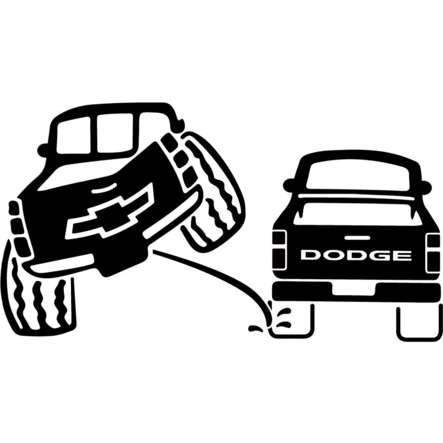 Chevy pee on dodge truck decal funny decal 8x4 inches