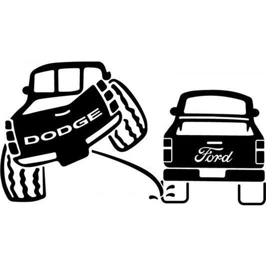 Truck Rivals Decal - Classic Pee on Design | Rear Window Decals | 8x4 Inches | Customizable Colors & Clear Transfer Tape Application