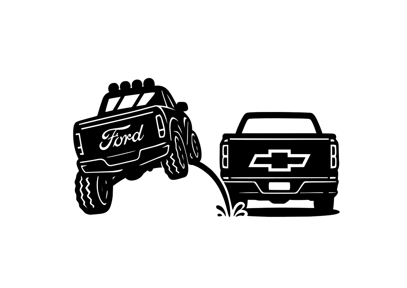 Ford Pee on Chevy Vinyl Decal 8x4.5 Inches Clear Transfer Tape Funny Bumper Sticker for F150 F250 F350 Lariat Vehicle Exterior Decoration Stylish Car Merch