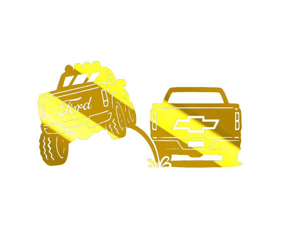 Ford Pee on Chevy Vinyl Decal 8x4.5 Inches Clear Transfer Tape Funny Bumper Sticker for F150 F250 F350 Lariat Vehicle Exterior Decoration Stylish Car Merch