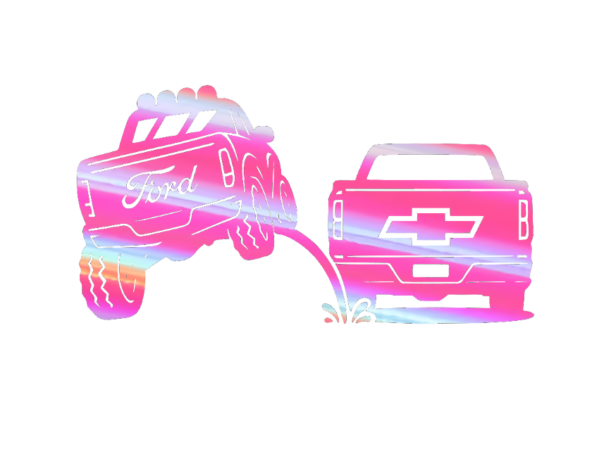 Ford Pee on Chevy Vinyl Decal 8x4.5 Inches Clear Transfer Tape Funny Bumper Sticker for F150 F250 F350 Lariat Vehicle Exterior Decoration Stylish Car Merch