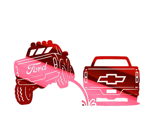 Ford Pee on Chevy Vinyl Decal 8x4.5 Inches Clear Transfer Tape Funny Bumper Sticker for F150 F250 F350 Lariat Vehicle Exterior Decoration Stylish Car Merch