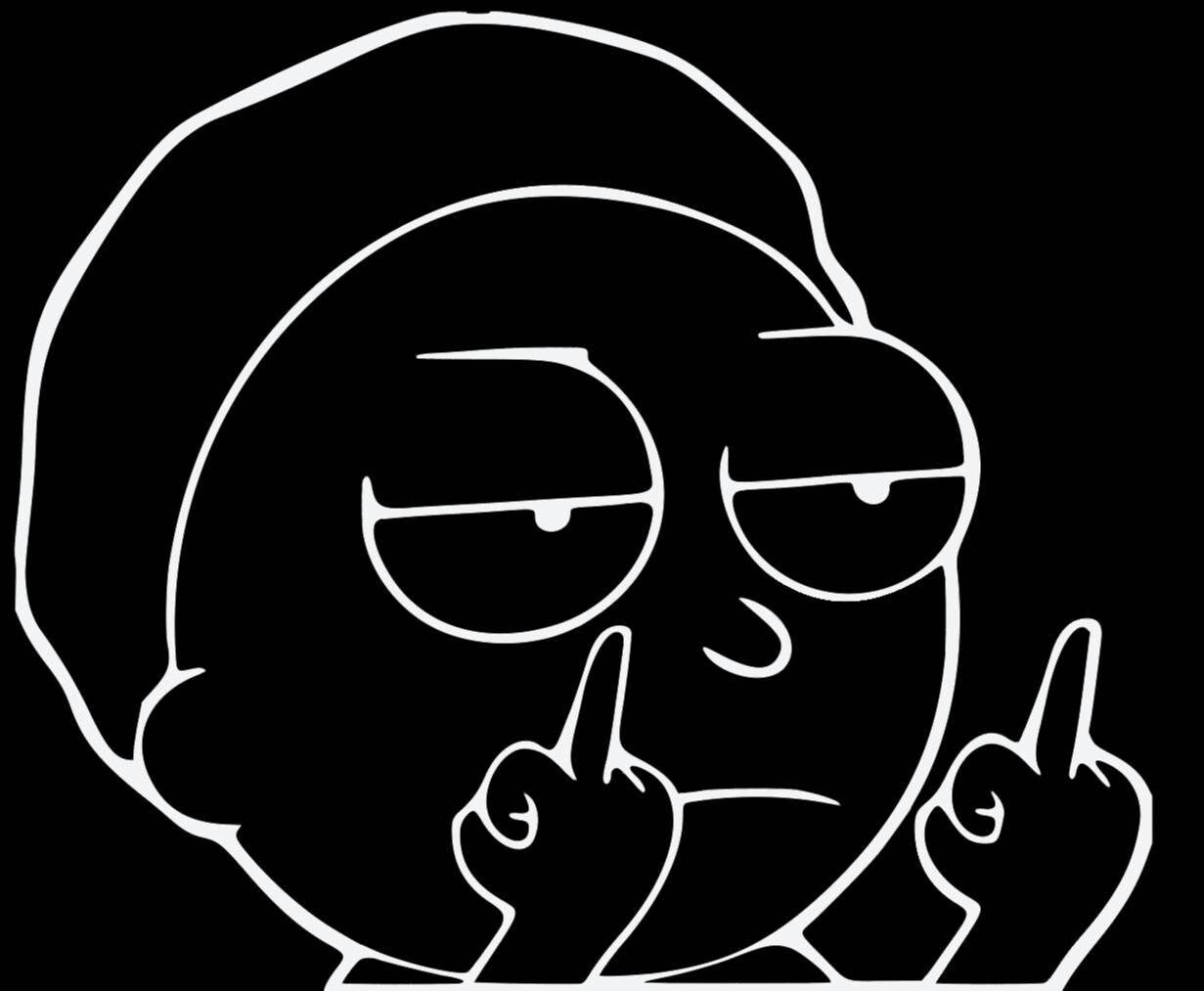 Parody Rick and Morty Middle Finger Vinyl Sticker Decal