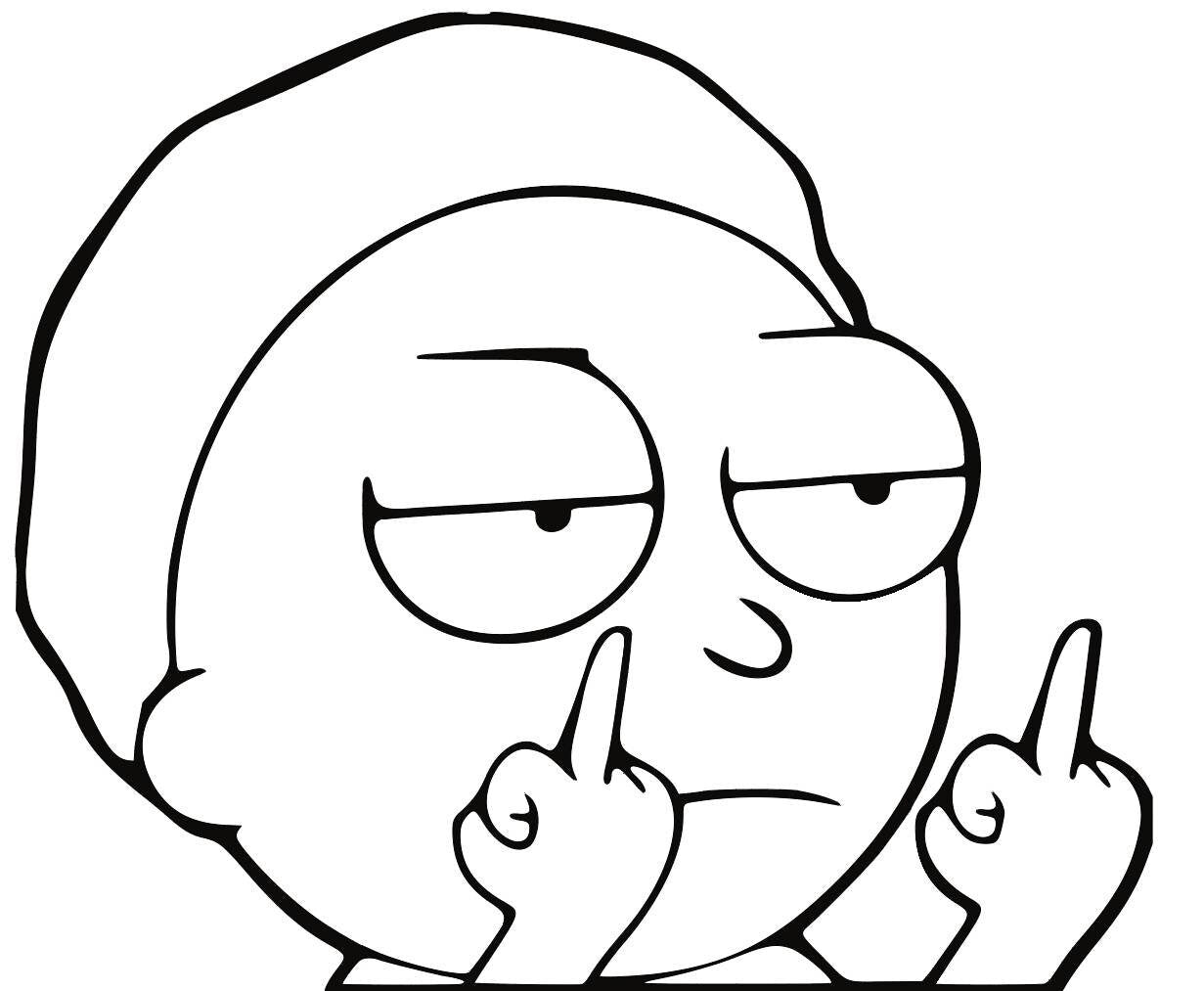 Parody Rick and Morty Middle Finger Vinyl Sticker Decal