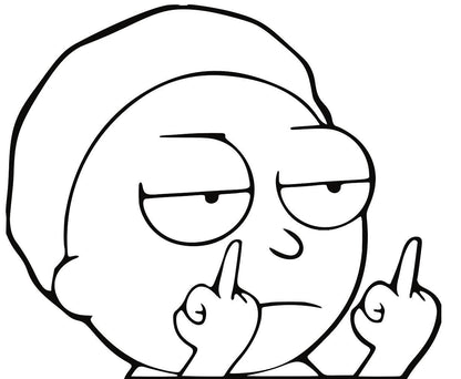 Parody Rick and Morty Middle Finger Vinyl Sticker Decal