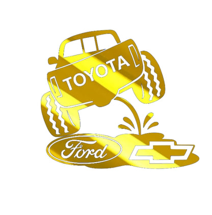 Toyota on Chevy and ford. Classic truck rivals decal redesigned 8x7 inches