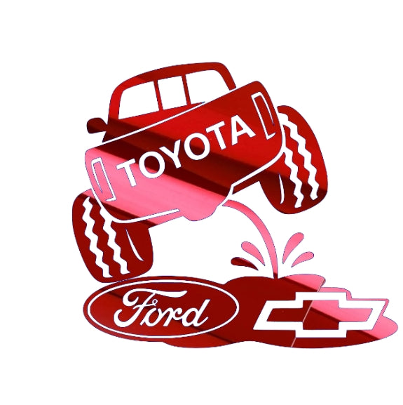 Toyota on Chevy and ford. Classic truck rivals decal redesigned 8x7 inches
