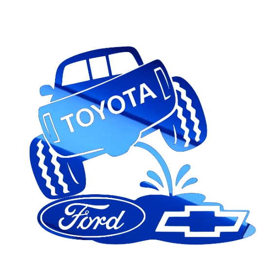 Toyota on Chevy and ford. Classic truck rivals decal redesigned 8x7 inches
