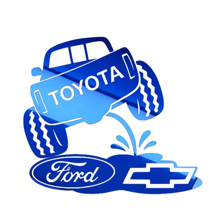 Toyota on Chevy and ford. Classic truck rivals decal redesigned 8x7 inches
