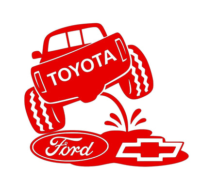 Toyota on Chevy and ford. Classic truck rivals decal redesigned 8x7 inches