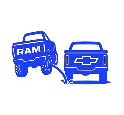 Ram pee on Chevy, truck rivals decal, Bumper sticker, funny decal
