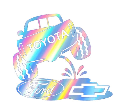 Toyota on Chevy and ford. Classic truck rivals decal redesigned 8x7 inches