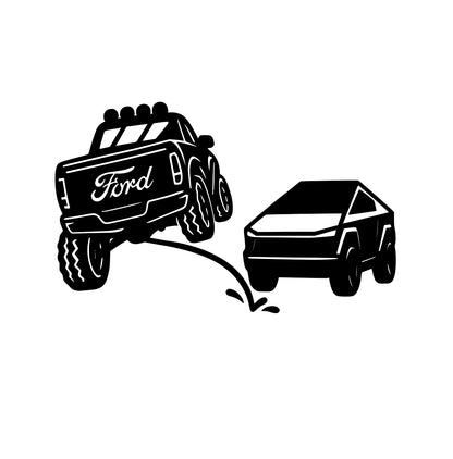 Ford pee on cyber truck vinyl decal | Window decal | Truck decal | Funny bumper sticker | f150 | f250 | f350 | lariat