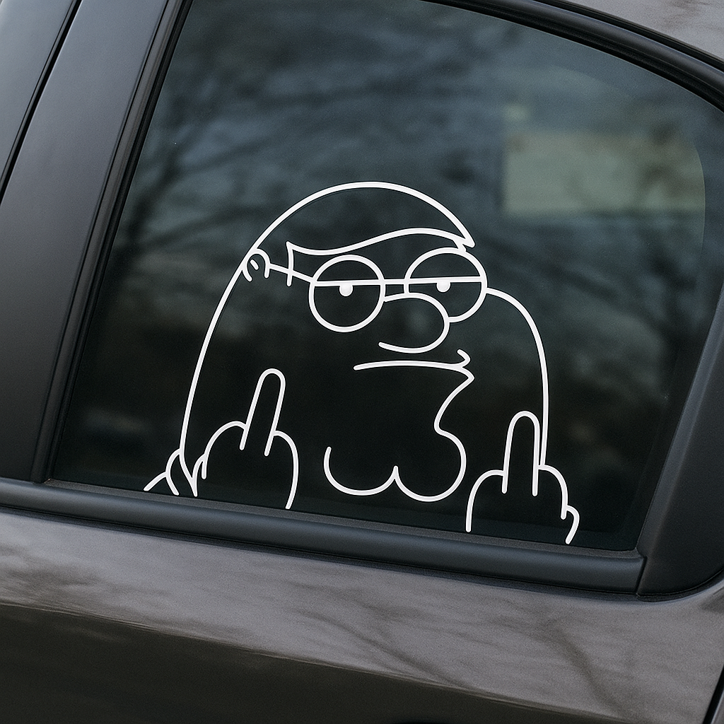 Peter flipping the bird Peeker decal for cars, trucks windows, car accessories