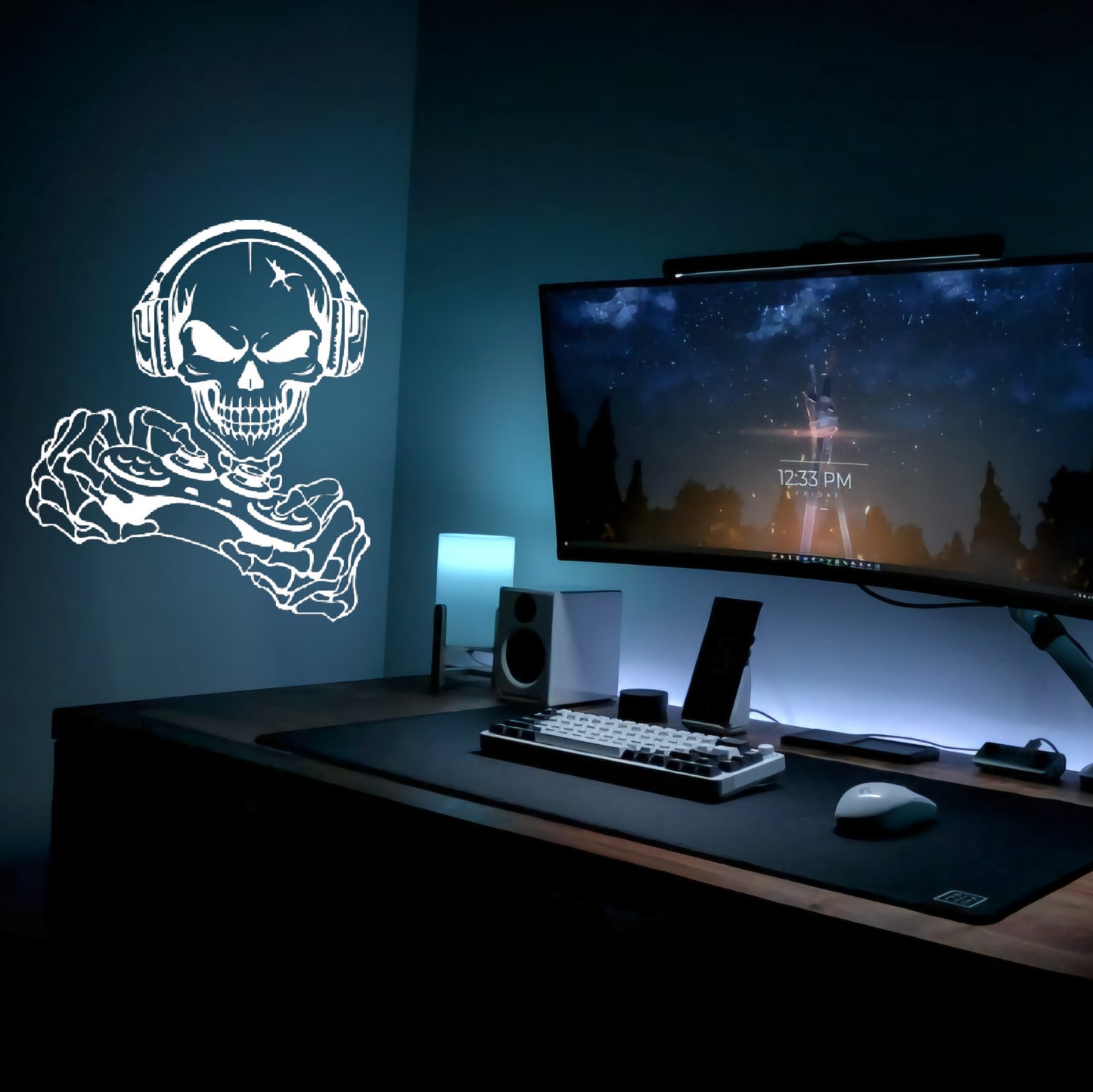 Large Skeleton Gaming Wall Sticker for Bedroom & Gaming Room Decoration Decorative