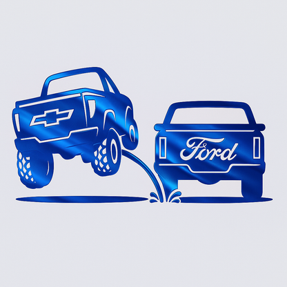 New design Chevy pee on Ford decal | Truck rivals | rear window decals | Silverado