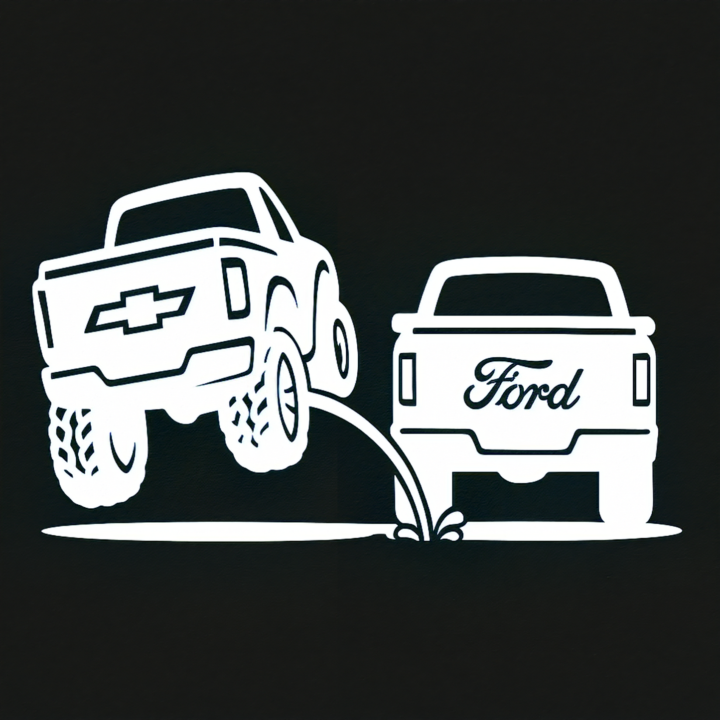 New design Chevy pee on Ford decal | Truck rivals | rear window decals | Silverado