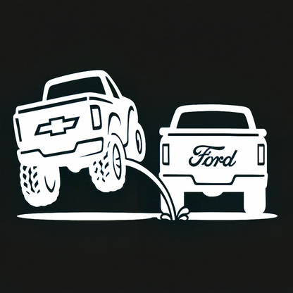New design Chevy pee on Ford decal | Truck rivals | rear window decals | Silverado