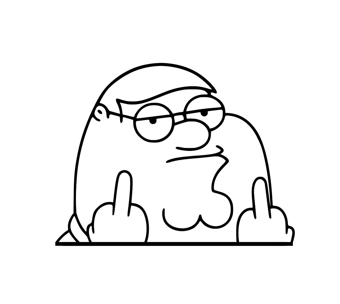 Peter flipping the bird Peeker decal for cars, trucks windows, car accessories