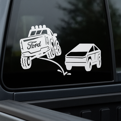 Ford pee on cyber truck vinyl decal | Window decal | Truck decal | Funny bumper sticker | f150 | f250 | f350 | lariat