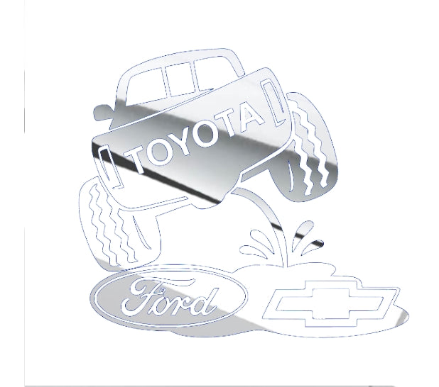 Toyota on Chevy and ford. Classic truck rivals decal redesigned 8x7 inches