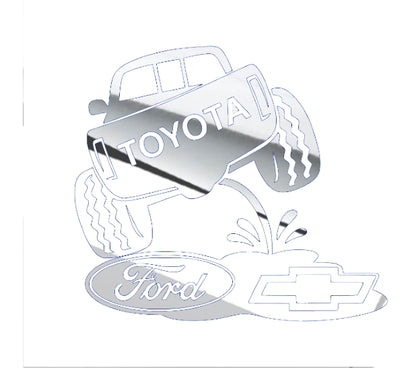 Toyota on Chevy and ford. Classic truck rivals decal redesigned 8x7 inches