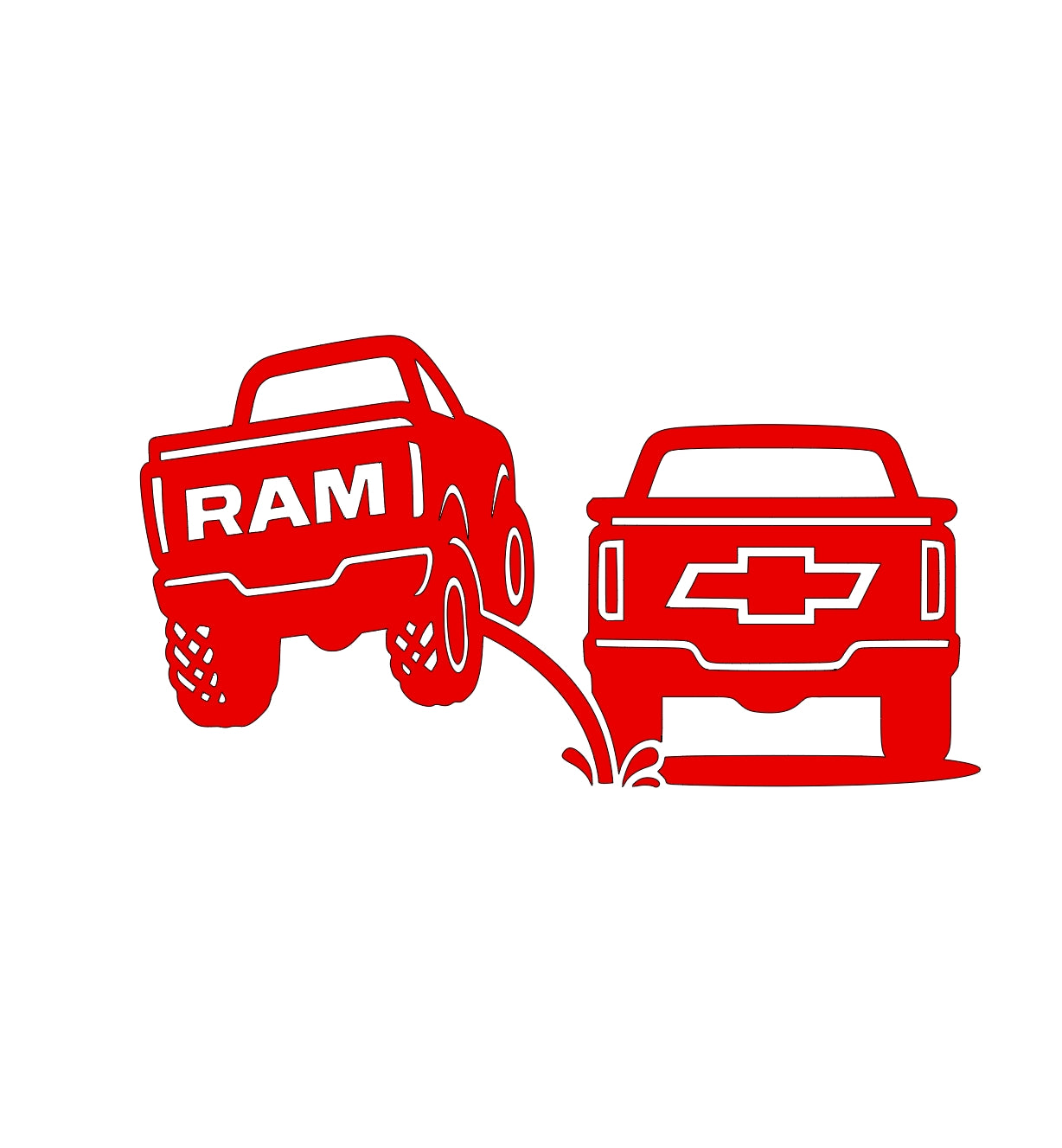 Ram pee on Chevy, truck rivals decal, Bumper sticker, funny decal