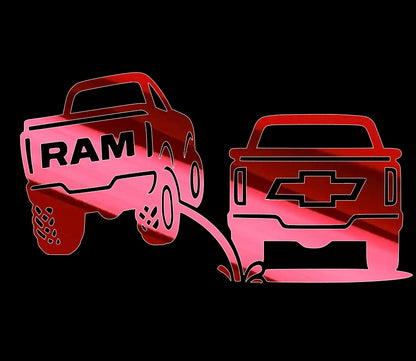 Ram pee on Chevy, truck rivals decal, Bumper sticker, funny decal