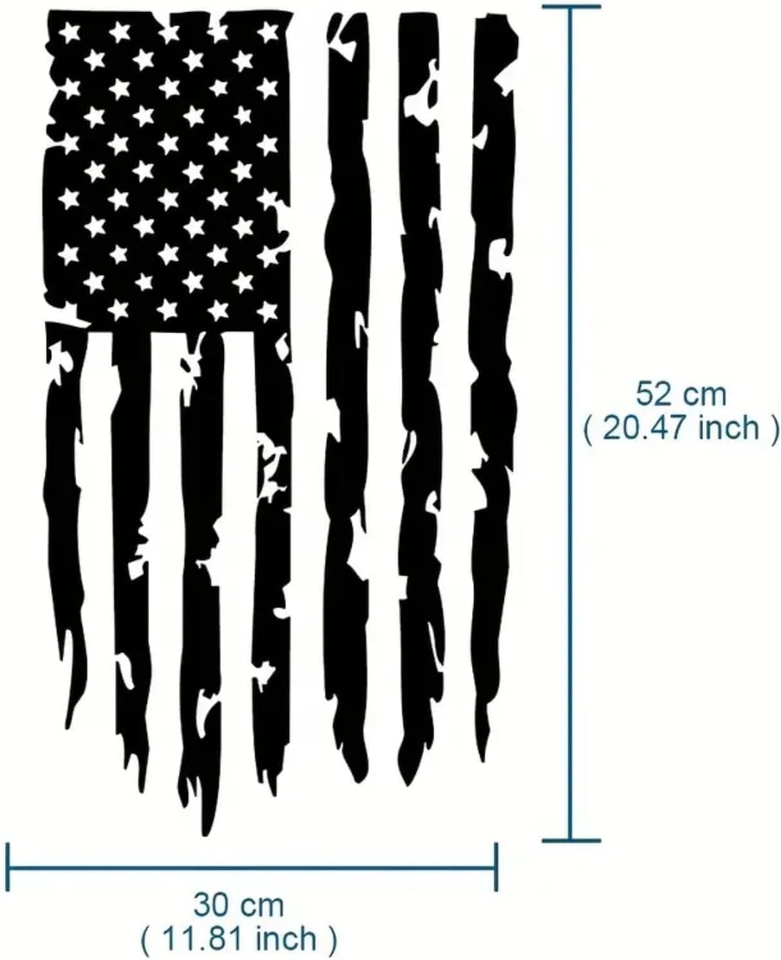 Distressed American USA US Flag Truck Tailgate Vinyl Decal - Compatible with Most Pickup Trucks EUA Flag - Graphic Car, Tailgate Stickers (12" x 20", Black)