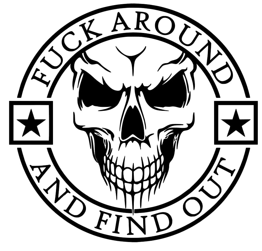 FAFO Skull Decal for car, Truck, Wall, Window, Bumper, Tailgate (6x6, Black)