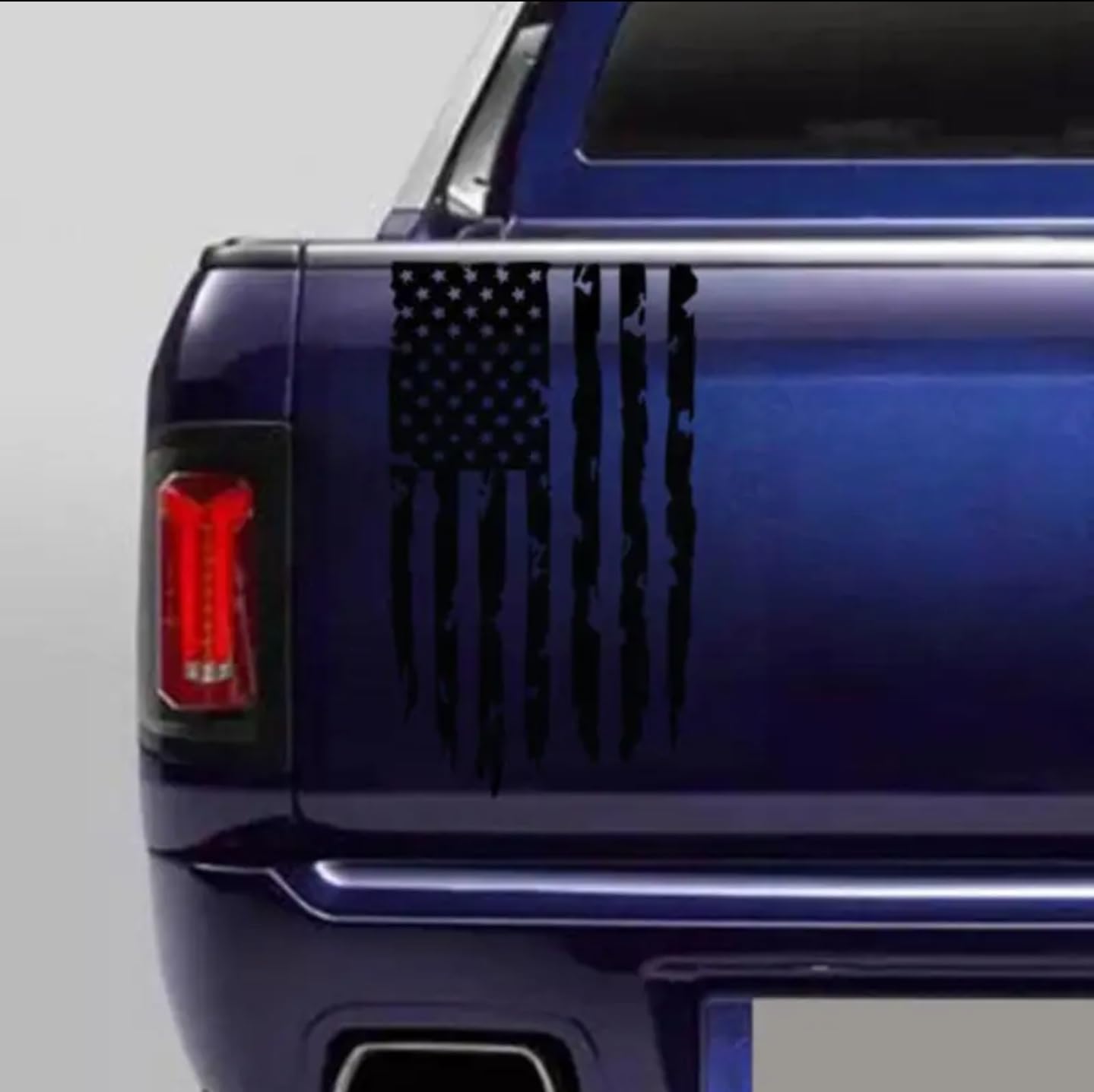 Distressed American USA US Flag Truck Tailgate Vinyl Decal - Compatible with Most Pickup Trucks EUA Flag - Graphic Car, Tailgate Stickers (12" x 20", Black)