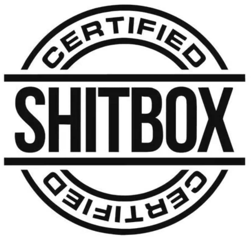 Sticker certified shitbox car chrome oil slick sticker drift stance japanese dub rat look hot rod - vinyl decal - wall car laptop tablet