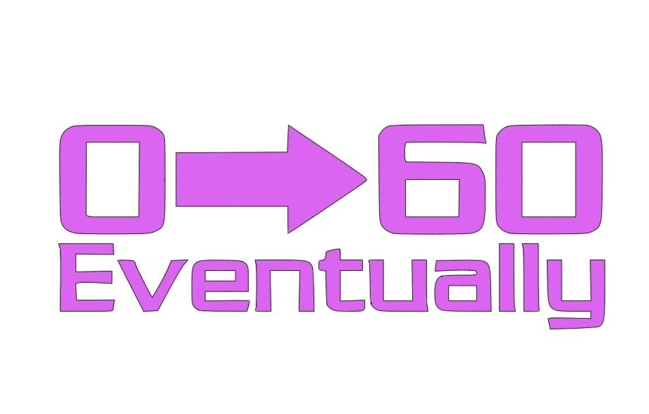 0 to 60 eventually decal funny decal window bumper sticker