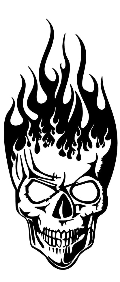 Fire skull large truck car decal bumper sticker wallart multiple colors available.