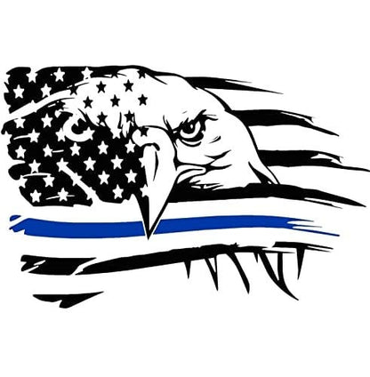 Thin blue line | bald eagle | laptop decal | window decal | american flag | car sticker | patriotic